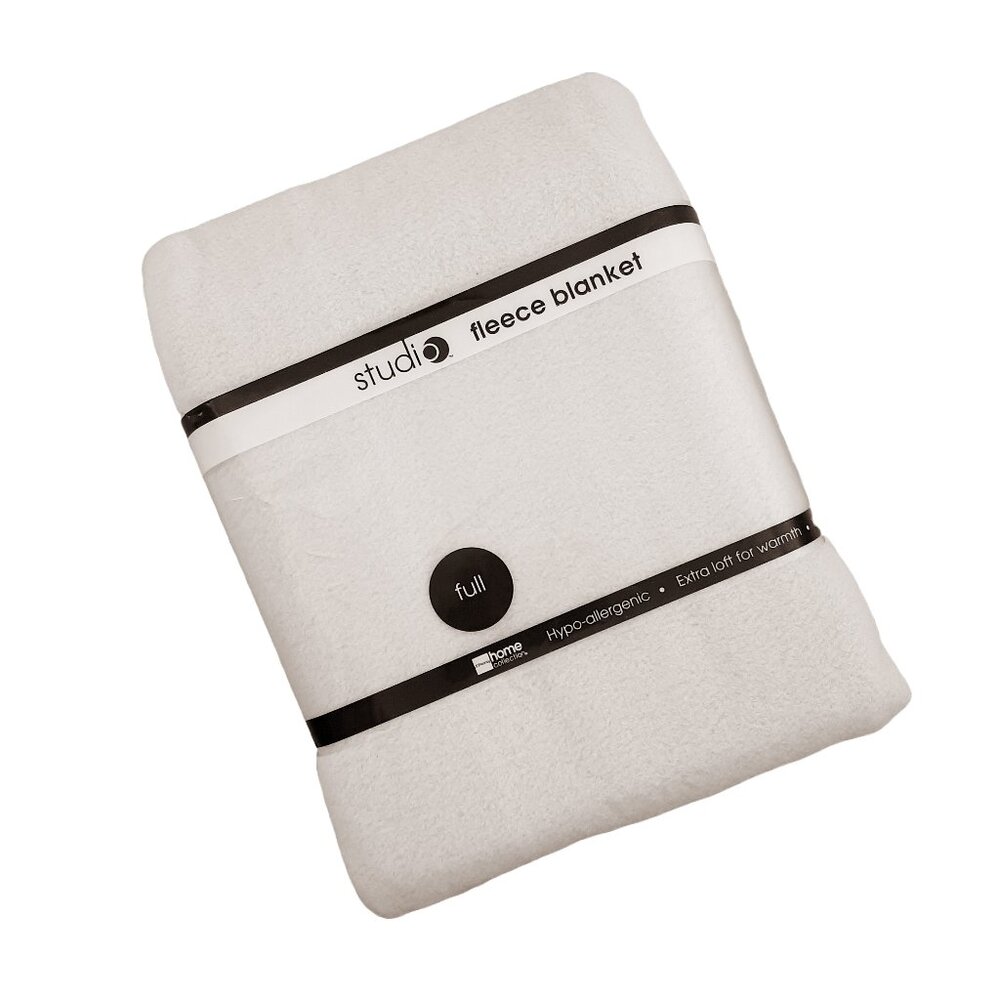 NWT JCPenney Hypo-Allergenic Fleece Blanket, Ivory, Full Size 80" x 90"